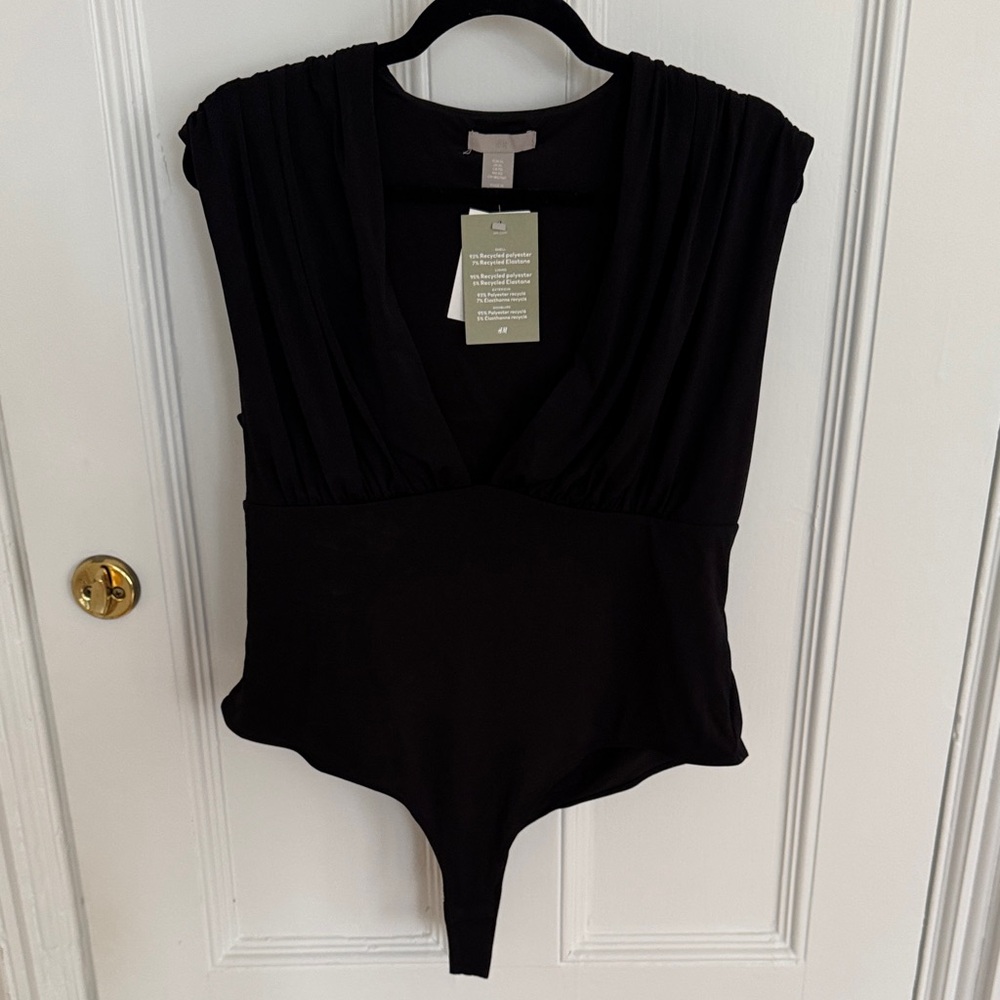 H&M Black Deep V-Neck Bodysuit
